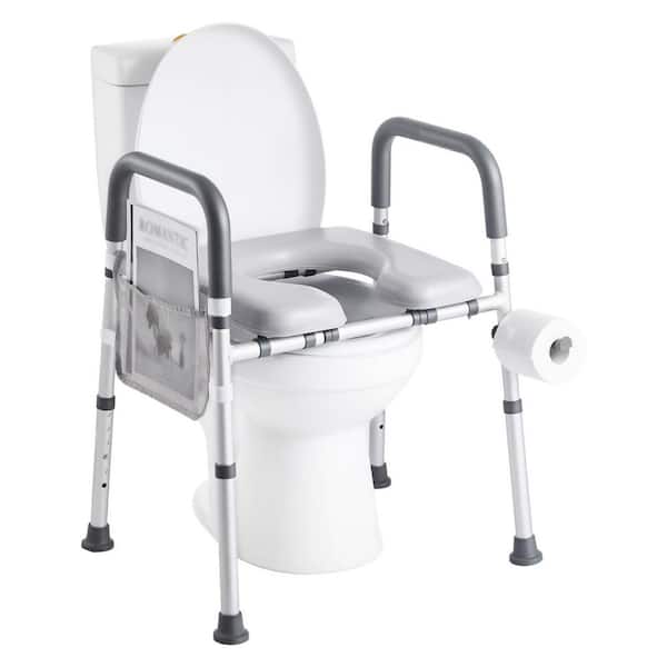 Raised Toilet Seat with Arms, 400 lbs. Load Capacity, Adjustable Height and Width with Handles for Seniors