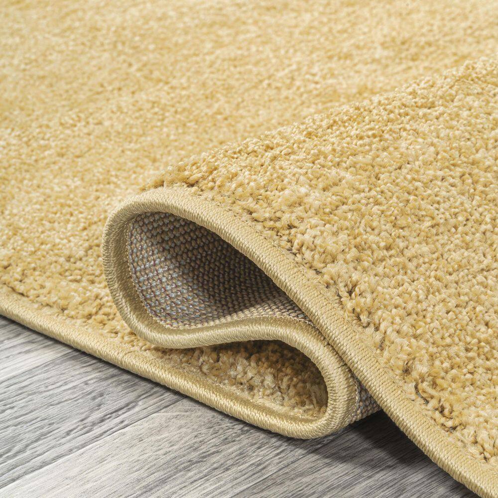 Mustard Oval Easy Care Synthetic Area Rug 3 ft. x 5 ft.