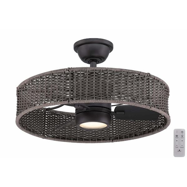 Hampton Bay Darya 25 in. Integrated CCT LED Indoor/Outdoor Matte Black ...