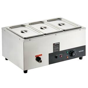 VEVOR 3-Pan Commercial Food Warmer 3 x 12 qt. Electric Steam Table