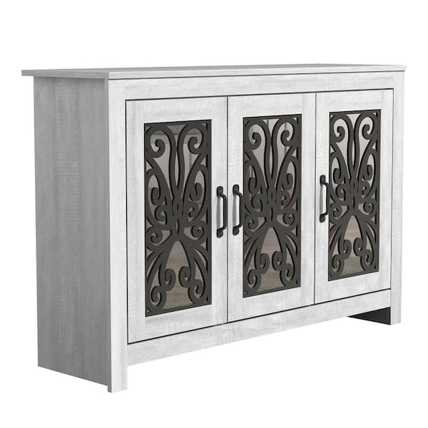 GALANO 30 in. H x 44.4 in. W Dusty Gray Oak with Ash Stone Wood 3-Doors Shoe Cabinet