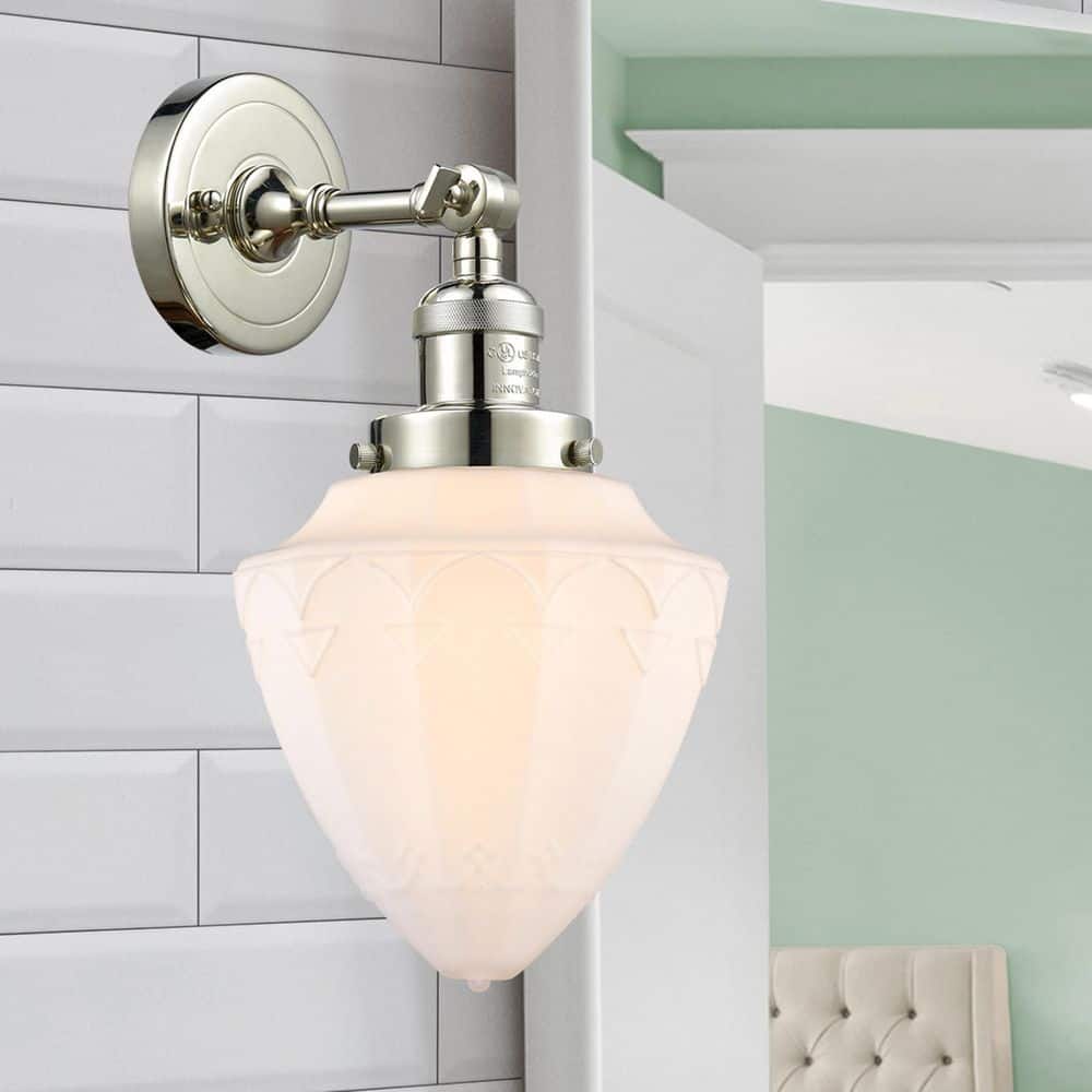 Bullet 1-Light Matte White Wall Sconce with White Glass Shade price history on PriceWatchPro