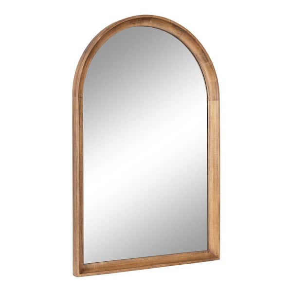 Kate and Laurel Hatherleig 24.00 in. W x 36.00 in. H Rustic Brown Arch Transitional Framed Decorative Wall Mirror