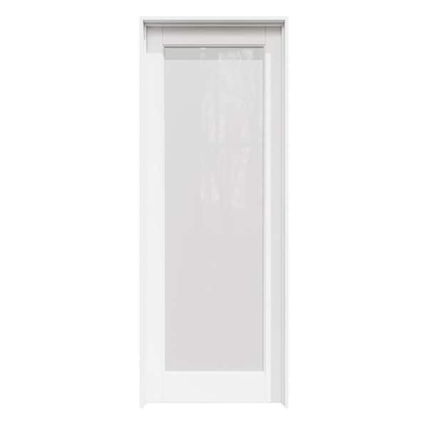 ARK DESIGN 30 in. x 96 in. 1-Lite Frosted Glass Right Handed White Solid Core MDF Single Interior Door with Assemble Jamb