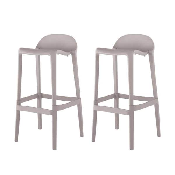 Joyous 34.30 in. Grey Indoor/Outdoor Barstool (Set of 2)