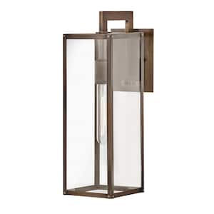 Max 1-Light Burnished Bronze Outdoor Hardwired Wall Lantern Sconce