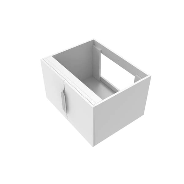 castellousa Alpine 23.63 in. W x 18.75 in. D x 14.38 in. H Bath Vanity Cabinet without Top in Matte White with Gold Trim