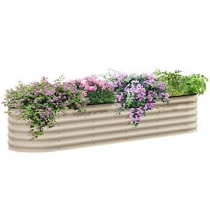 Galvanized Raised Garden Bed Kit, Metal Planter Box with Safety Edging, 94.5 in. x 23.5 in. x 16.5 in., Cream