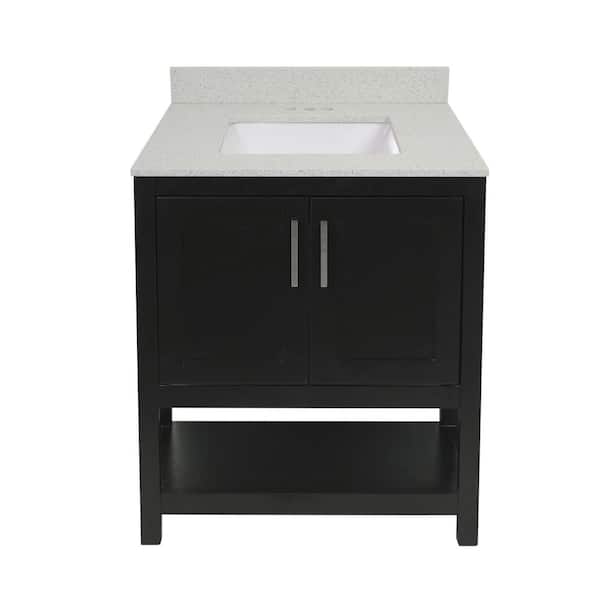 Tufino 31 in. W x 22 in. D Bath Vanity in Espresso with Quartz Stone Vanity Top with Backsplash in Galaxy White