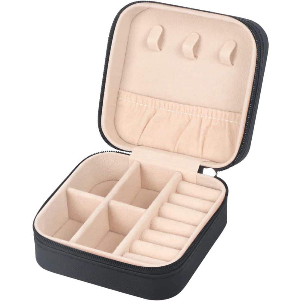 Black Portable PU Leather Mini Jewelry Box YJ00658 - The Home Depot