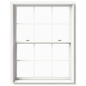 37.375 in. x 48 in. W-2500 Series White Painted Clad Wood Double Hung Window w/ Natural Interior and Screen