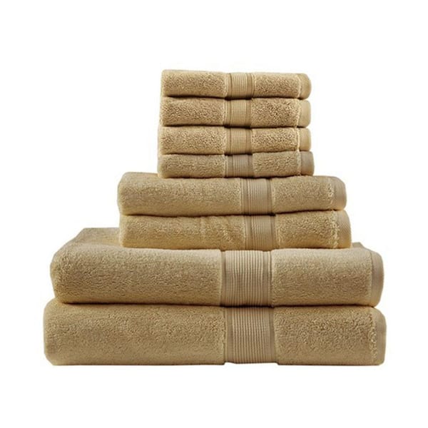 MADISON PARK Signature 800GSM 8-Piece Beige Ultra-Soft 100% Cotton Absorbent Bath Towel Set