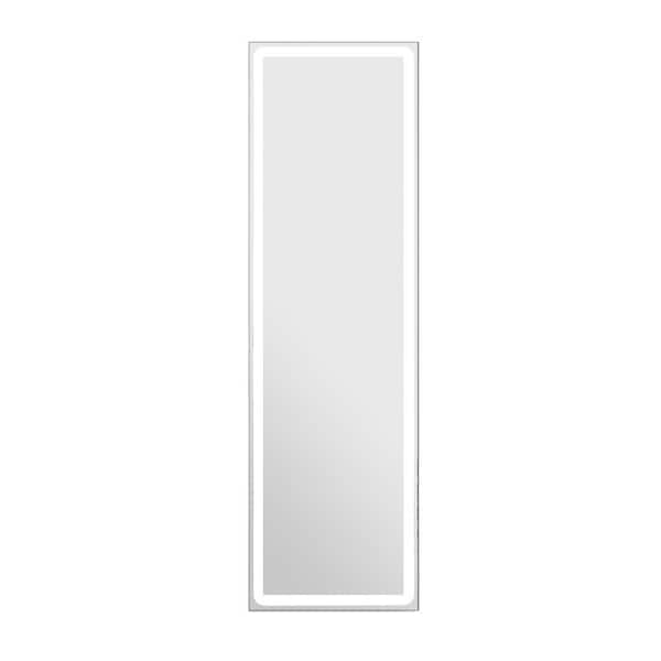 JimsMaison 18 in. W x 60 in. H Large Rectangular Framed Touch Sensor Wall Mounted Full Length LED Bathroom Vanity Mirror in Silver