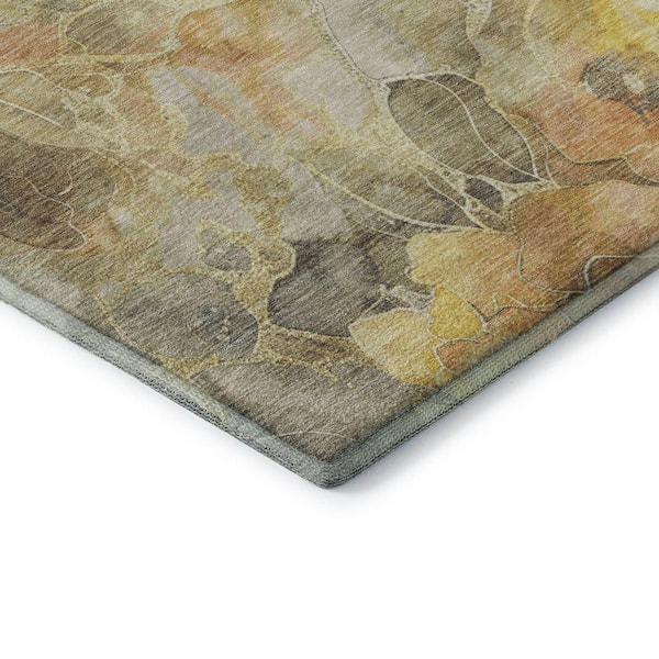 Mayfield Premium Machine Washable Abstract AMF1859 Gold 2 ft. x 3 ft. Area Rug