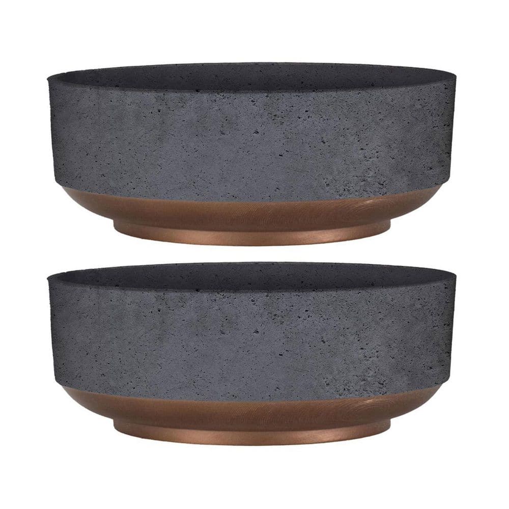 Capri 2 qt 8 in. Faux Concrete Copper Indoor Plastic Round Planter (8 in. L x 8 in. W x 4.5 in. H) 2-Pack price history on PriceWatchPro
