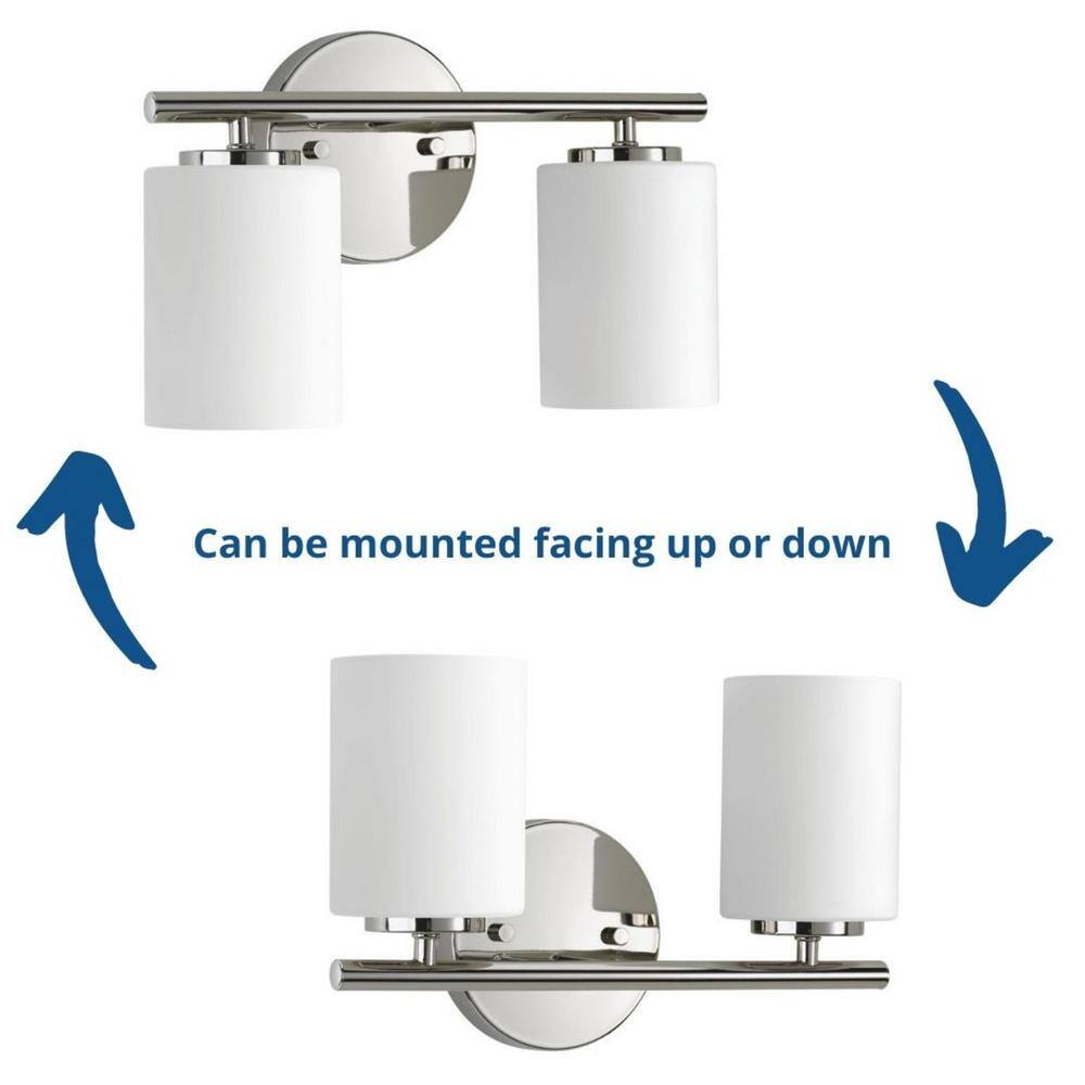 Polished Nickel 2-Light Dimmable Bath Vanity Fixture