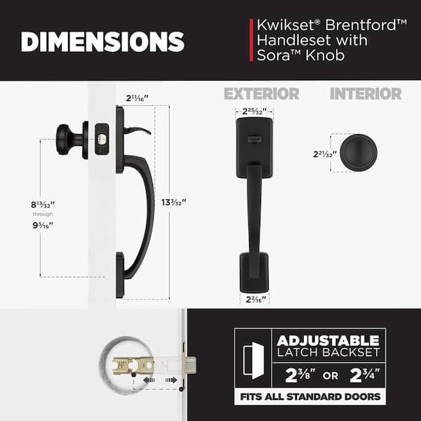 Kwikset Brentford Matte Black Exterior Grip Door Handleset with