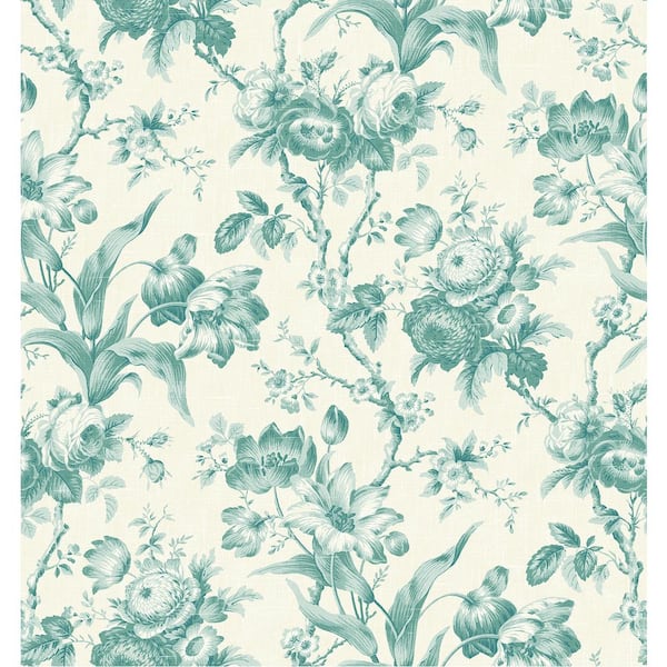 Seabrook Designs Minty Meadow En Rose Paper Unpasted Nonwoven Wallpaper ...