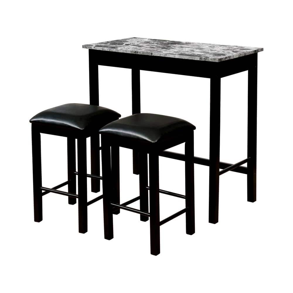 Furniture of America Reta 3-Piece Gray and Black Counter Height Table Set -  IDF-3720PT-3PK