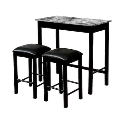 Reta 3-Piece Gray and Black Counter Height Table Set