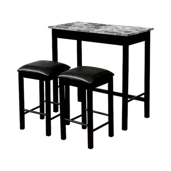 Furniture of America Reta 3-Piece Gray and Black Counter Height Table Set