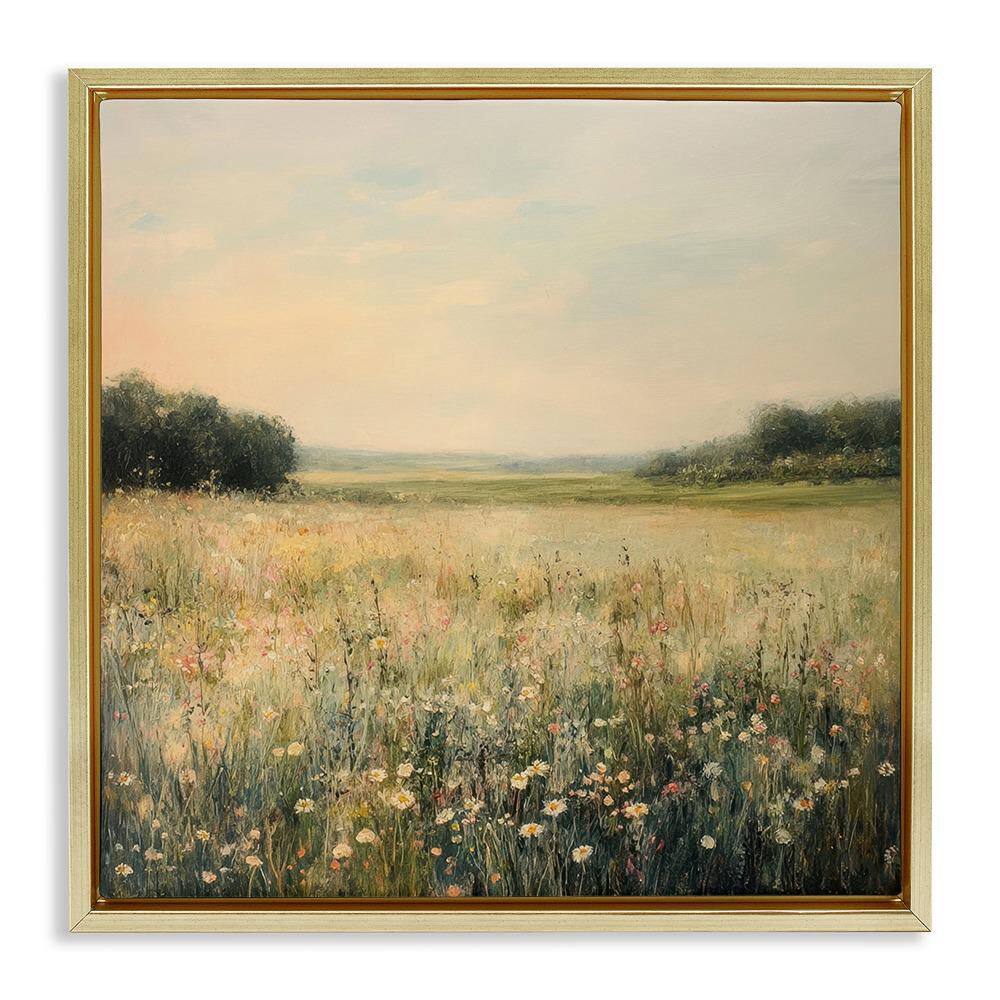 Warm Wildflower Landscape by Petal Prints Design 1 Piece Gold Floater Frame Nature Graphic Art Print 25 in. x 25 in. price history on PriceWatchPro