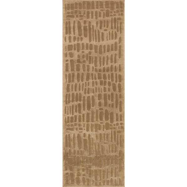Summit Plush Textured Washable Sand 3 ft. x 8 ft. Indoor Runner Rug