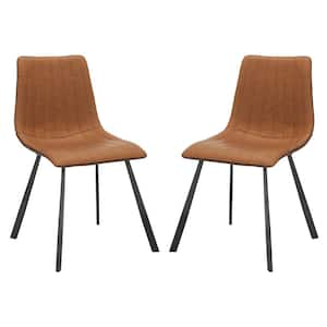 Pryer Brown/Black 18.5 in. Iron Dining Chair Set of 2