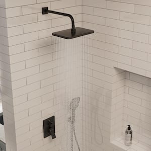 ClassicRain Single Handle 4-Spray Wall Mount 12 in. Tub and Shower Faucet 2.5G PM in Matte Black Valve Included