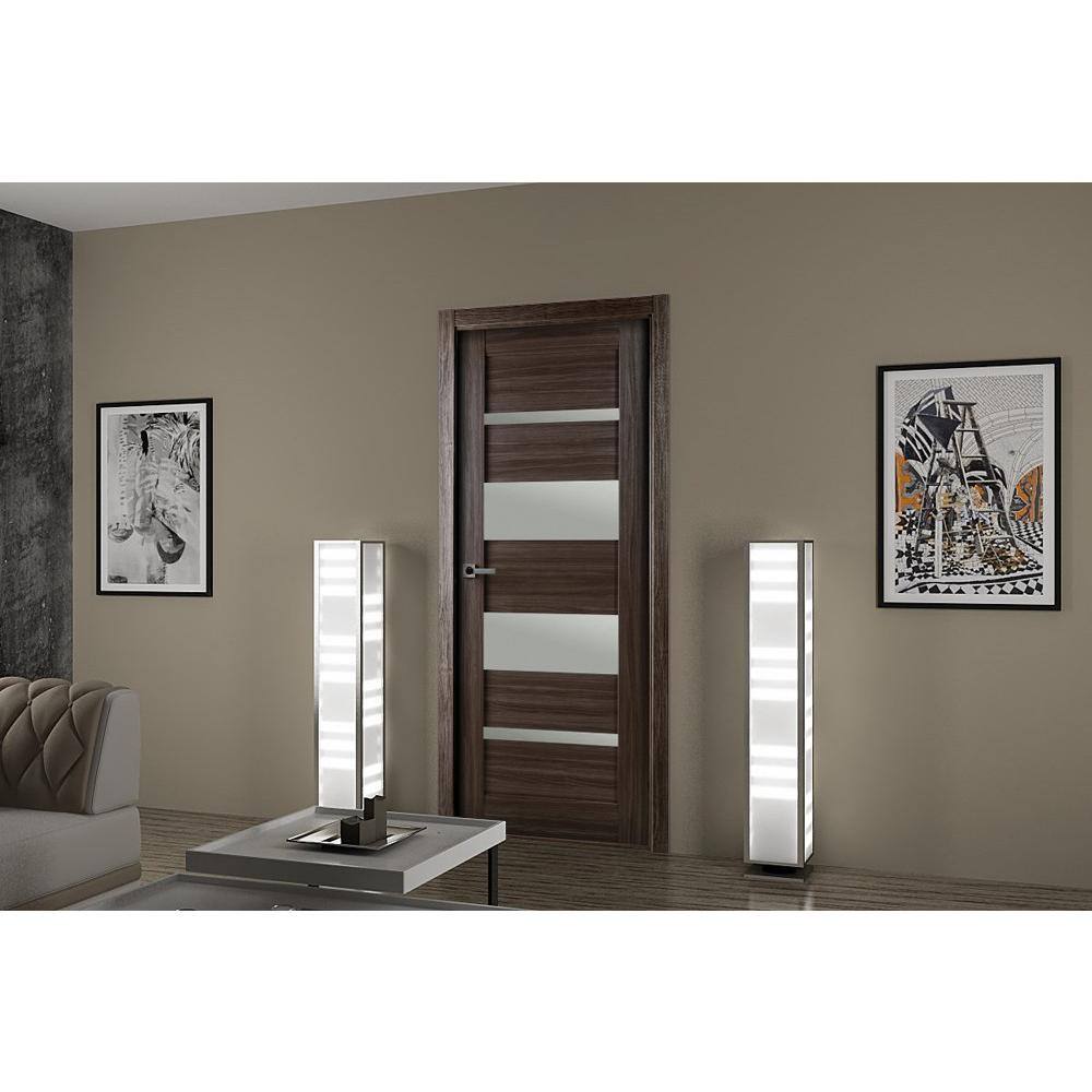 Gray Oak Frosted Glass Paneled Interior Door Slab