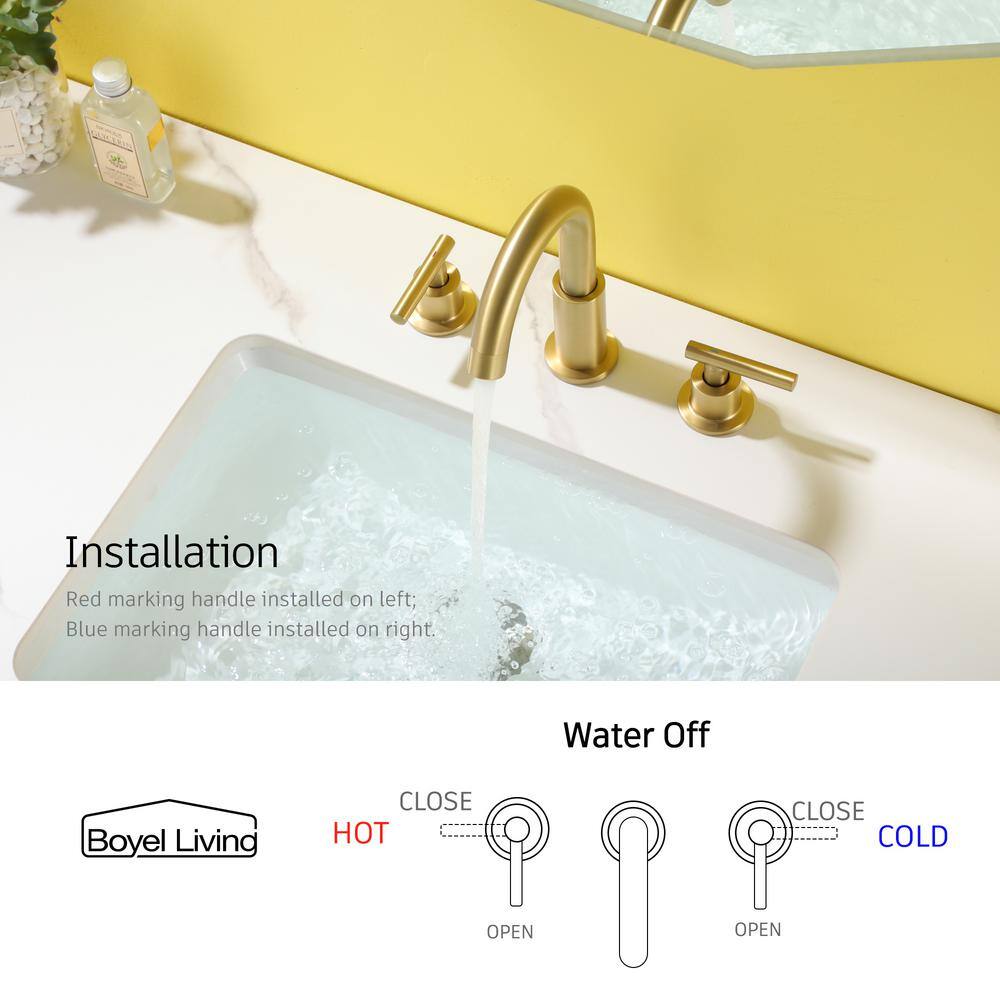 Brushed Gold 8-Inch Widespread 2-Handle Bathroom Faucet