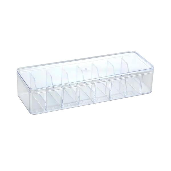 Lukyamzn 8 Pcs Cable Organizer Box with Wire Ties Cord Storage Clear Plastic Electronics Organizer with Removable Divider