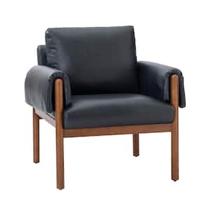 Adele Navy Armchair with Solid Wood Legs
