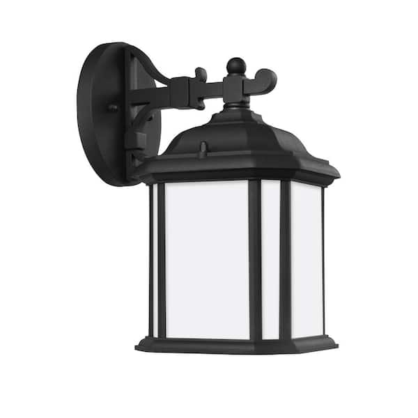 Generation Lighting Kent 1-Light Black Outdoor 11.5 in. Wall Lantern Sconce with LED Bulb