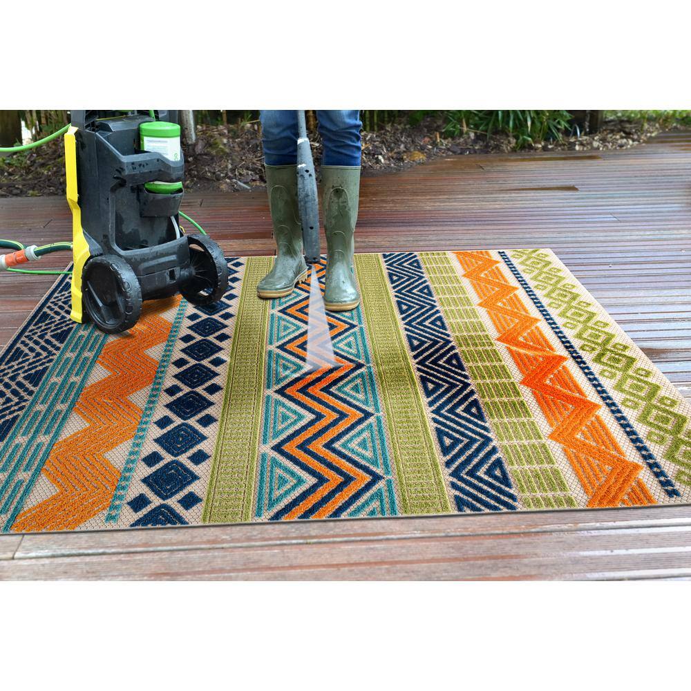 Marbella Multi-Color Boho Geometric Indoor/Outdoor Area Rug