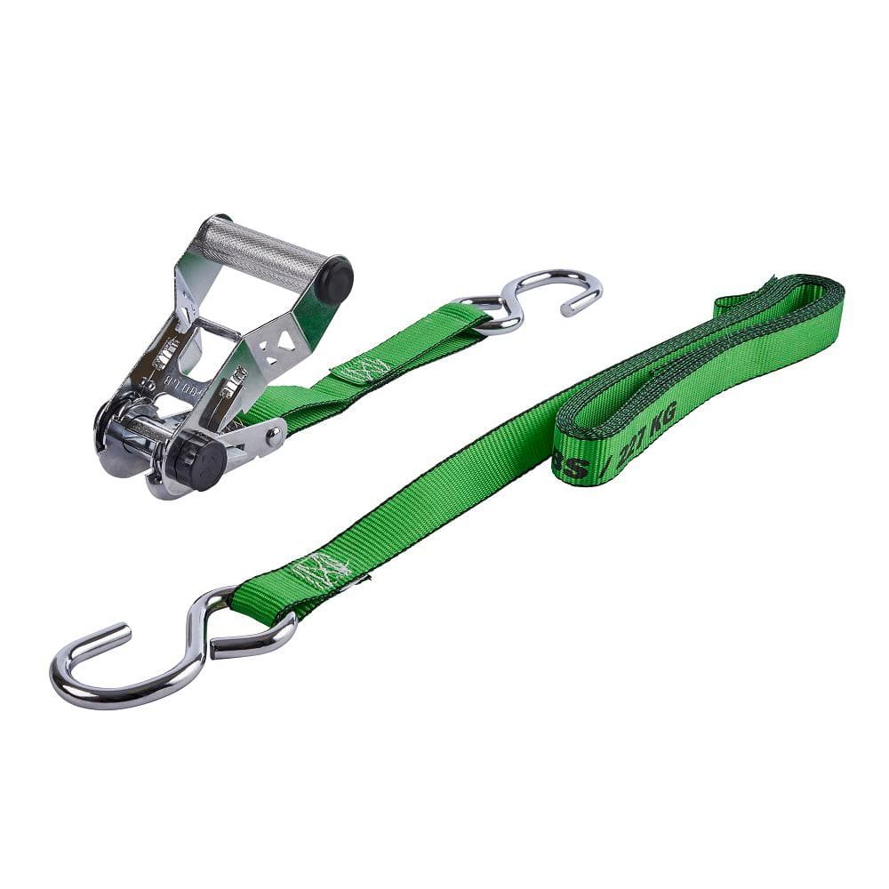 Keeper 14 ft. x 1 in. Chrome Ratchet Tie Down (2-Pack)