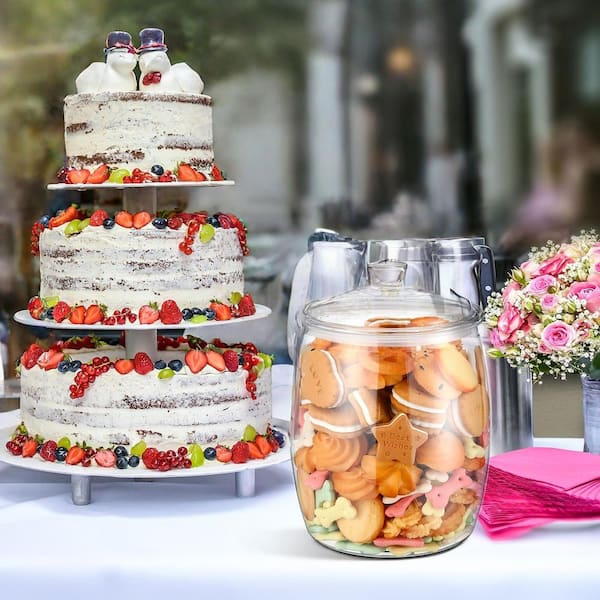 1-Piece Clear Plastic 256 oz. Large Candy Cookie Jar with Lid Apothecary Jars Food Storage Container Unbreakable Storage