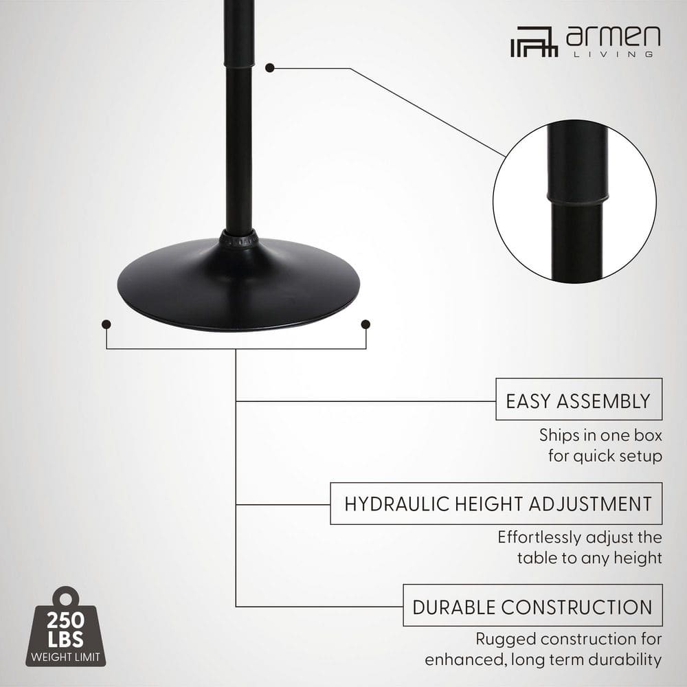 Modern Adjustable Black Wood and Metal Round Pub Table