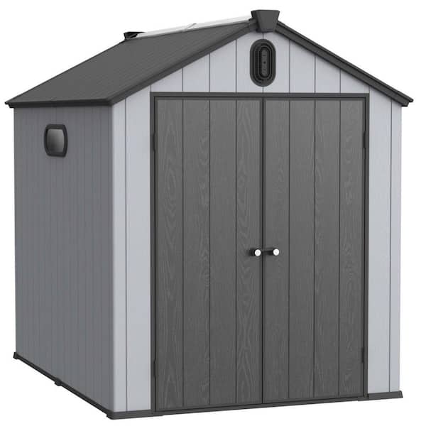 6 ft. W x 8 ft. D Black Gray Resin Shed with Double Door (48 sq. ft.)