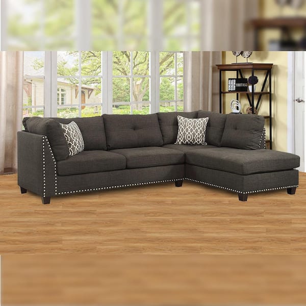 L Shaped Sectional Sofa In Brown 54375