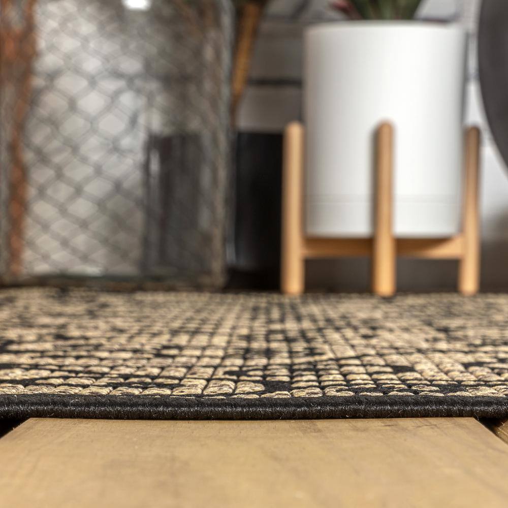 Madrid Vintage Boho-Chic Black/Khaki Flatweave 4x6 Area Rug