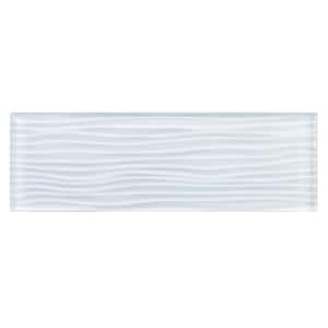 Enchant Parade Ghost White Glossy 4 in. x 12 in. Glass Textured Subway Wall Tile (3.26 sq. ft./Case)