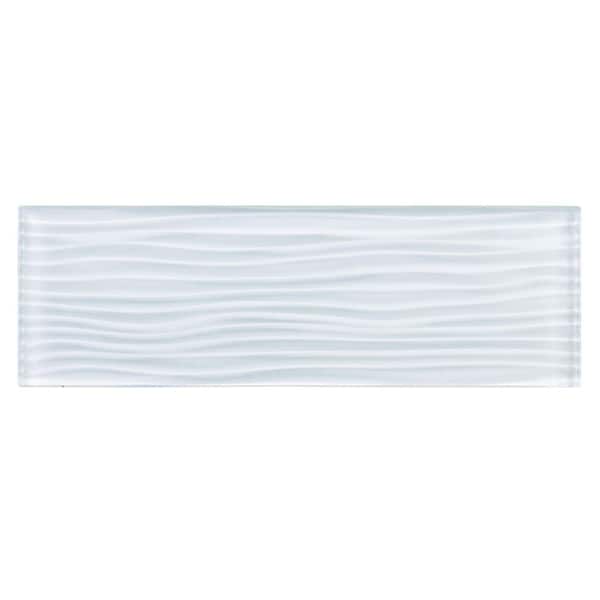 ANDOVA Enchant Parade Ghost White Glossy 4 in. x 12 in. Glass Textured Subway Wall Tile (3.26 sq. ft./Case)
