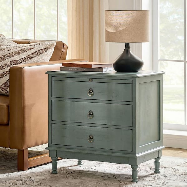 Di Blue Traditional 3-Drawer 26 in. W Nightstand