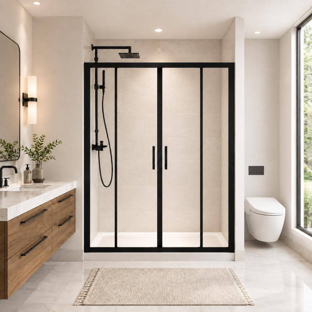 60 in W x 72 in H Double Framed Sliding Shower Door,aluminum frame,1/4 in Thick SGCC Tempered Glass,Matte Black price history on PriceWatchPro