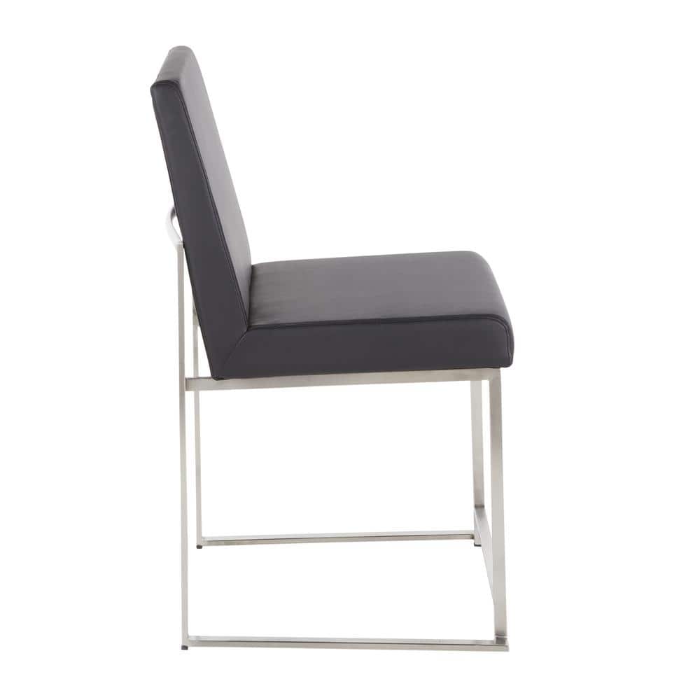 Fuji Contemporary High Back Faux Leather Dining Chair in Black