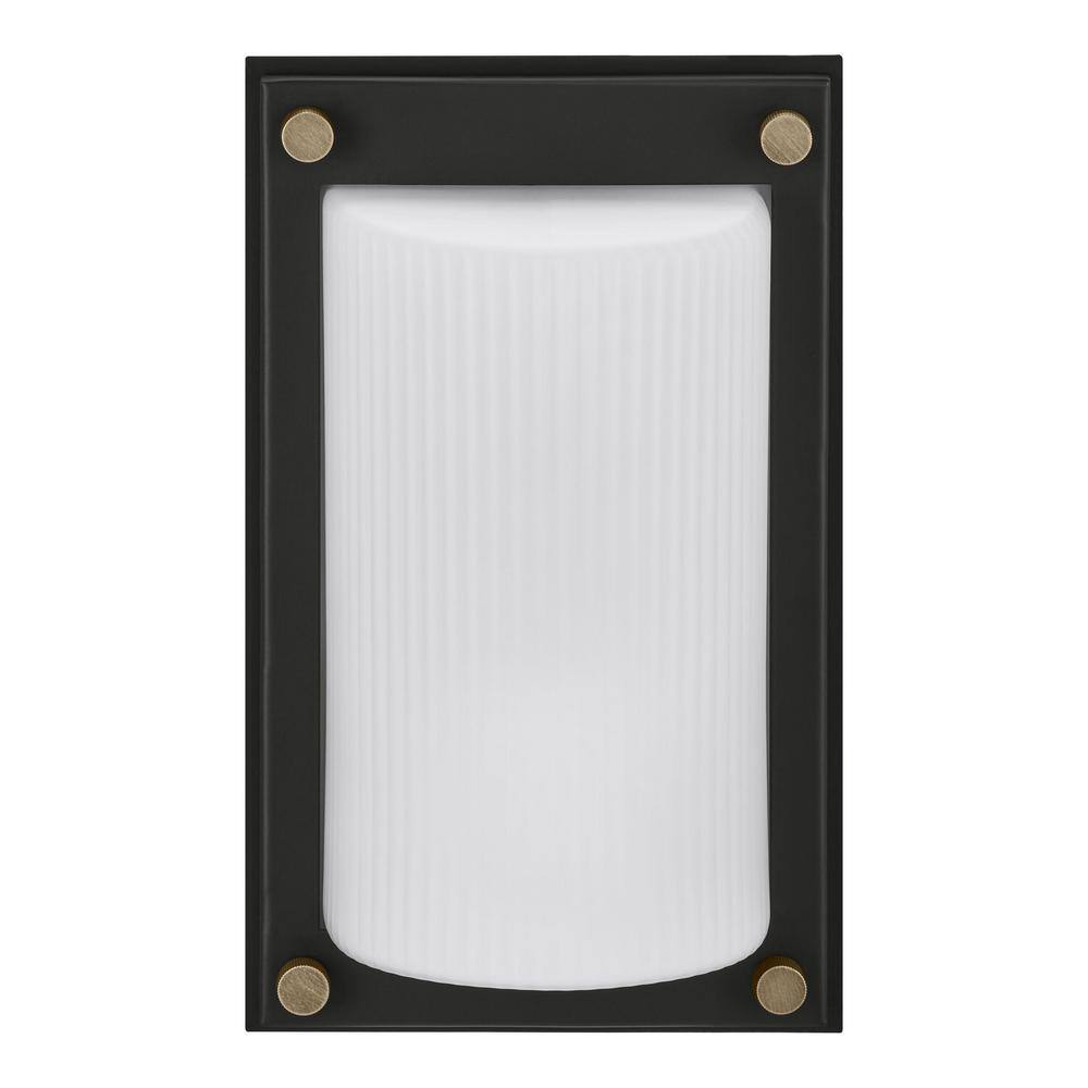 Pearson's 11 in. Matte Black with Vintage Brass Hardwired Outdoor Wall Lantern Sconce with No Bulbs Included price history on PriceWatchPro