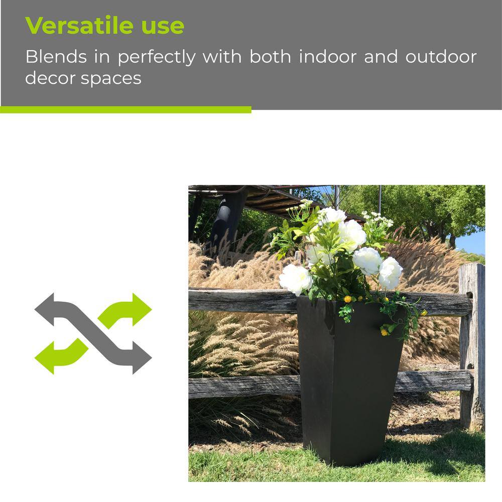 28" Black Lightweight Concrete Tall Tapered Planter