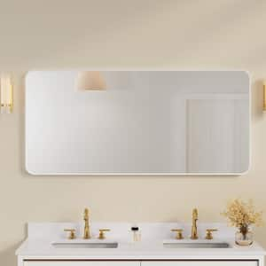 Bella 60 in. W. x 28 in. H Rectangular Aluminum Framed Wall-Mounted Bathroom Vanity Mirror in White