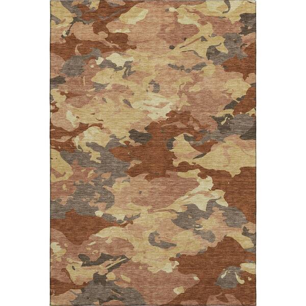 Mayfield Premium Machine Washable Abstract AMF2497 Paprika 10 ft. x 14 ft. Area Rug